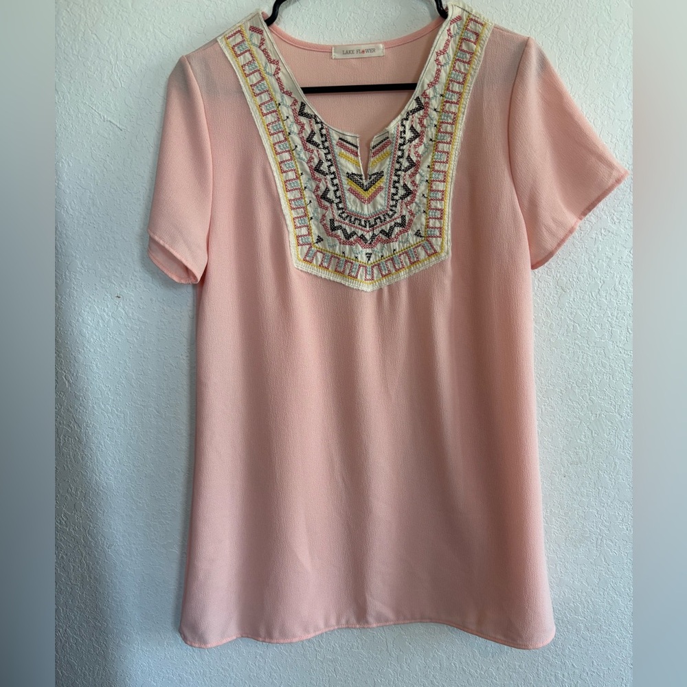 Elegant Embroidered Blush Blouse
